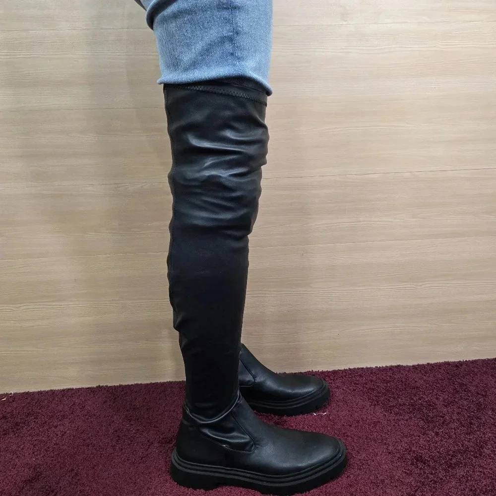 Zara Over The knee 3008/611 Lug Sole Boots Size‎ 40 US 9 Black